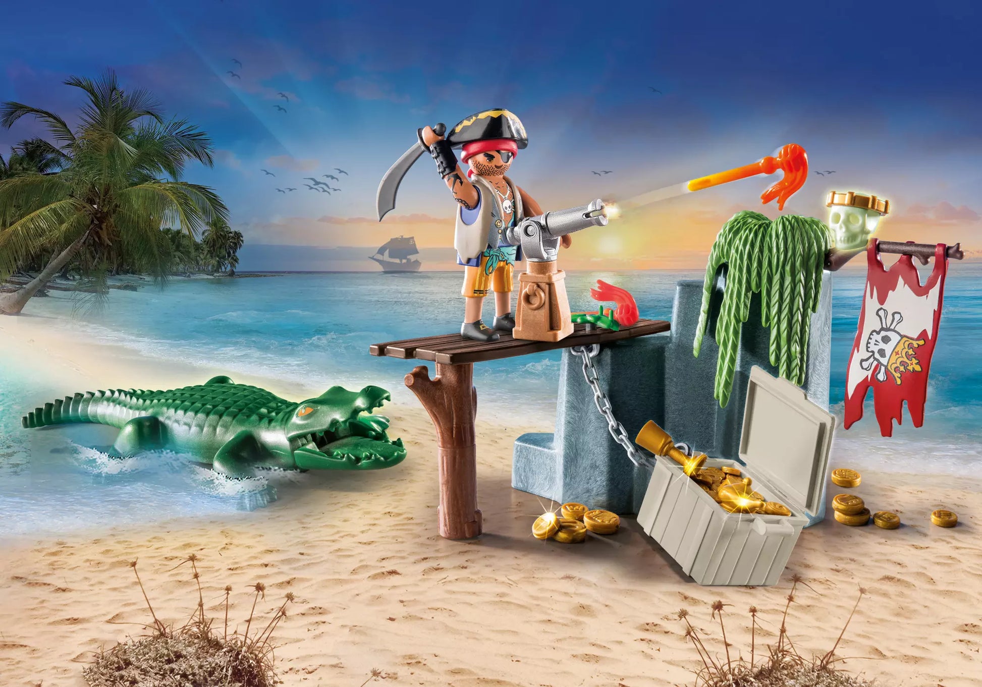 Playmobil 71473 Pirates Starter Pack Pirat mit Alligator - plegobil