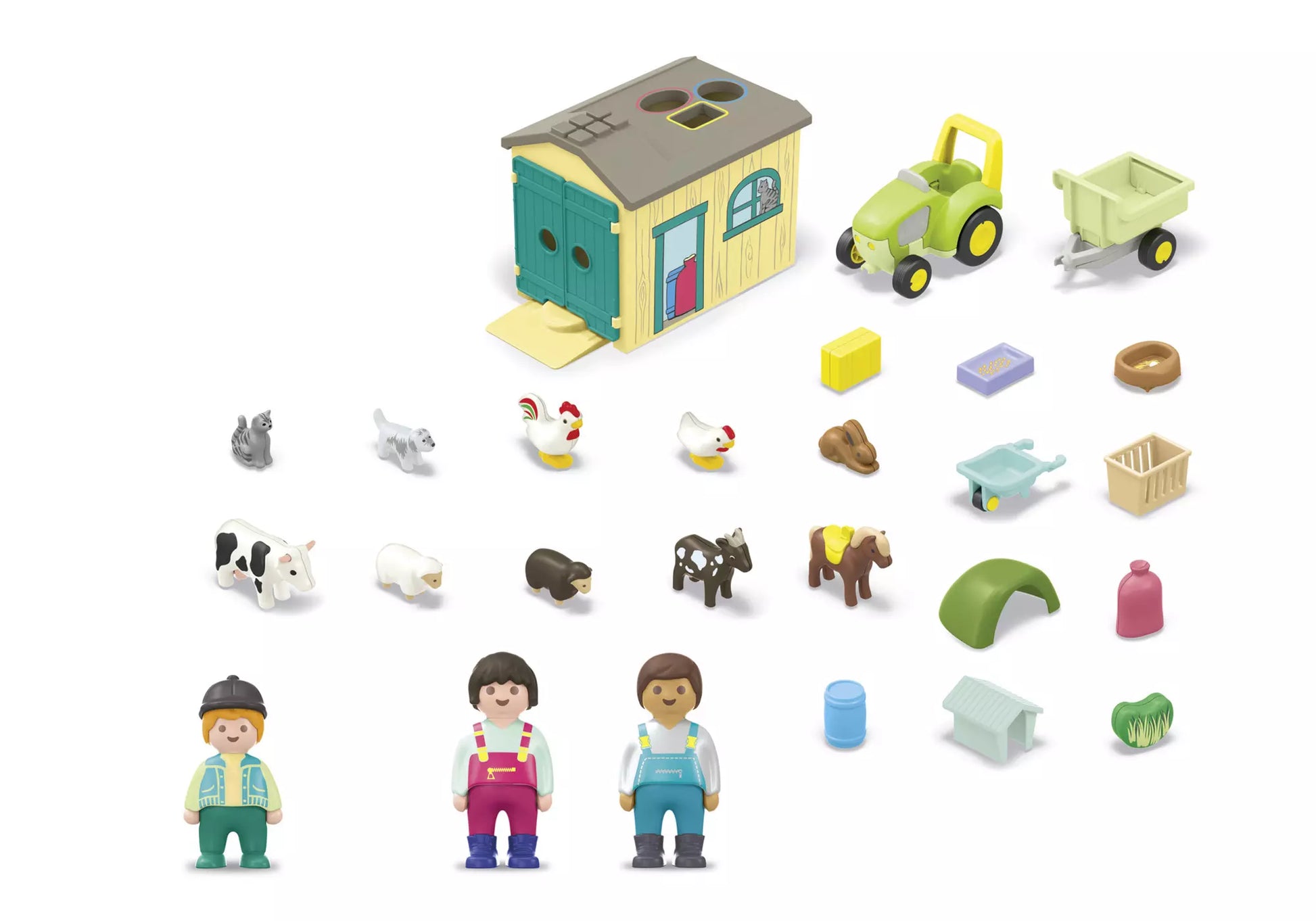 Playmobil 71656 Junior Bauernhof-Abenteuer mit Traktor, Anhänger und tierischen - plegobil