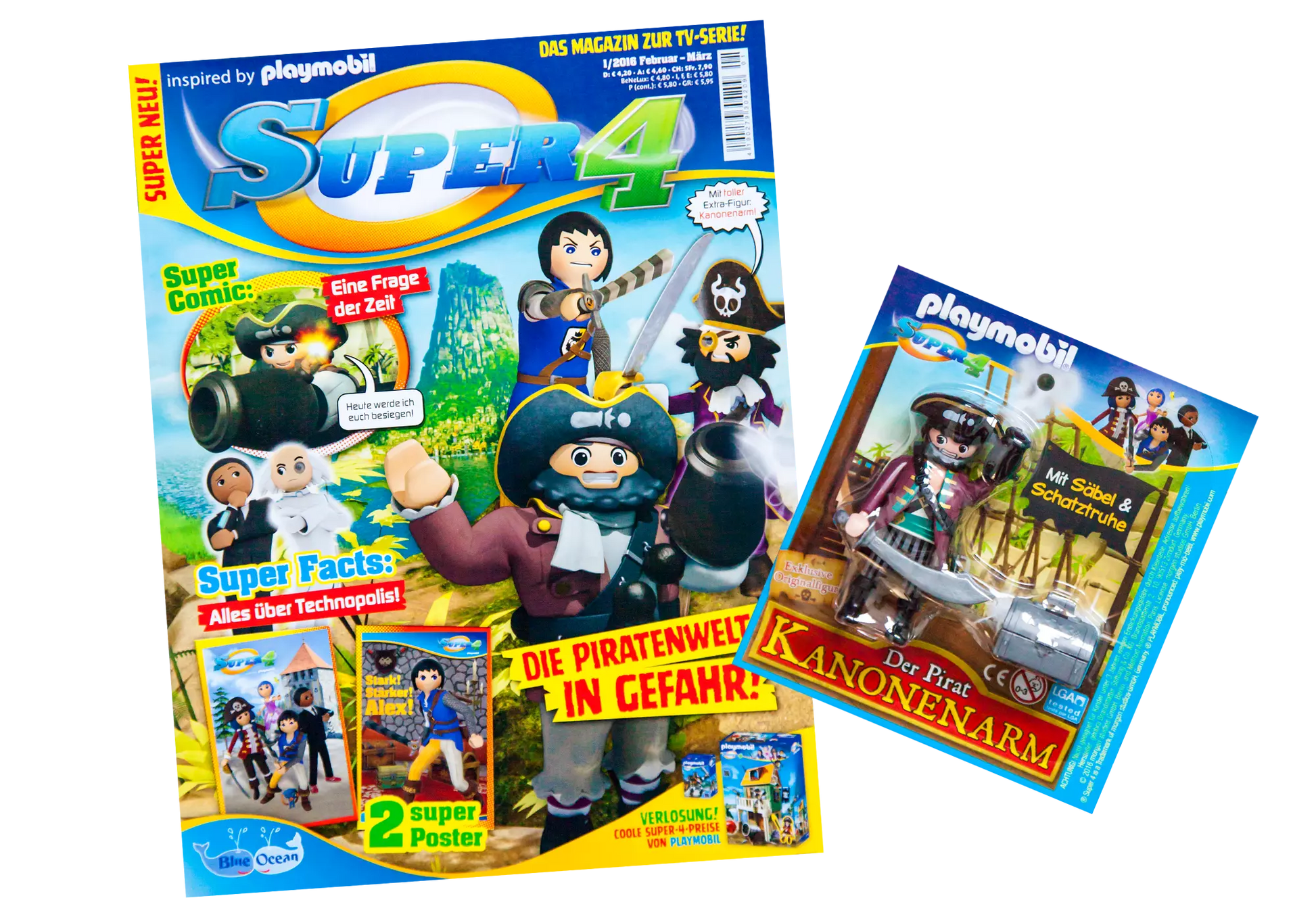Playmobil 80802 Super 4 Magazin 01/2016 Der Pirat Kanonenarm - plegobil