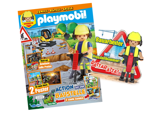 Playmobil 80855 Magazin Nr. 4 - Bauarbeiter mit Resslufthammer - plegobil