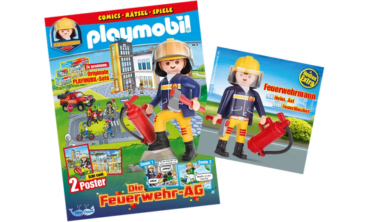 Playmobil 80859 Magazin Feuerwehrmann mit Helm Axt und Feuerlöscher - plegobil