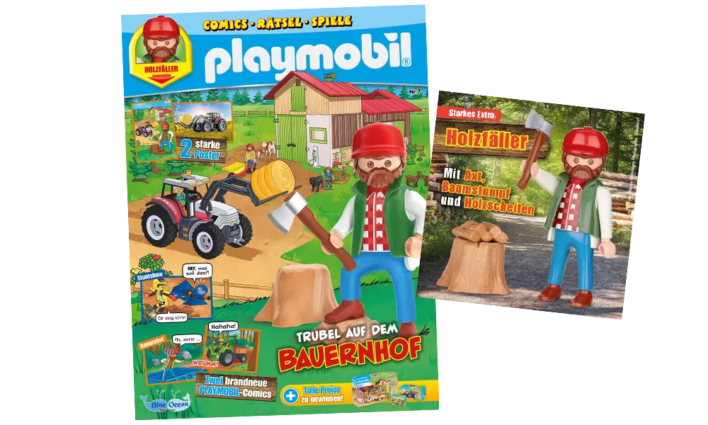 Playmobil 80861 Magazin Holzfäller mit Axt, Baumstumpf und Holscheiten - plegobil