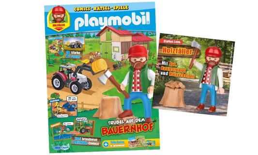 Playmobil 80861 Magazin Holzfäller mit Axt, Baumstumpf und Holscheiten - plegobil
