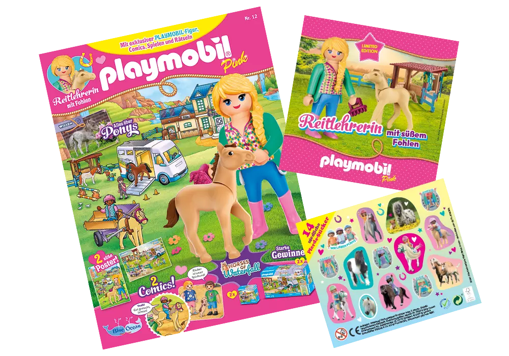 Playmobil 80941 Pink Magazin 3/2024 Reitlehrerin mit süßem Fohlen - plegobil