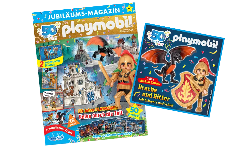 Playmobil 80961 50 Jahre Jubiläum Magazin Drache und Ritter - plegobil
