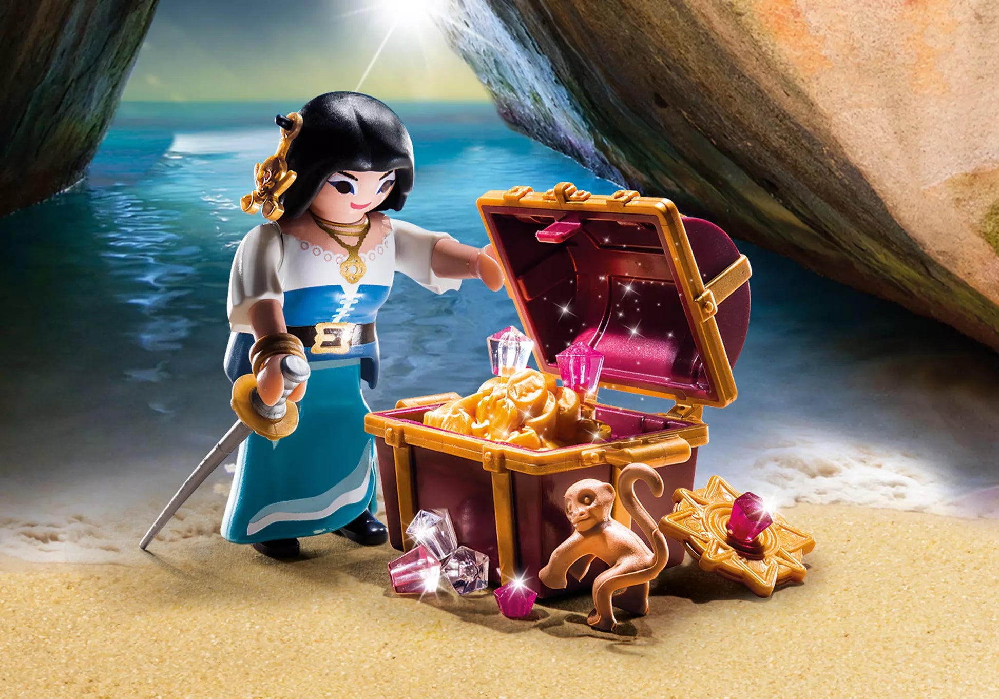 Playmobil 9087 Special Plus Piratin mit Schatztruhe - plegobil