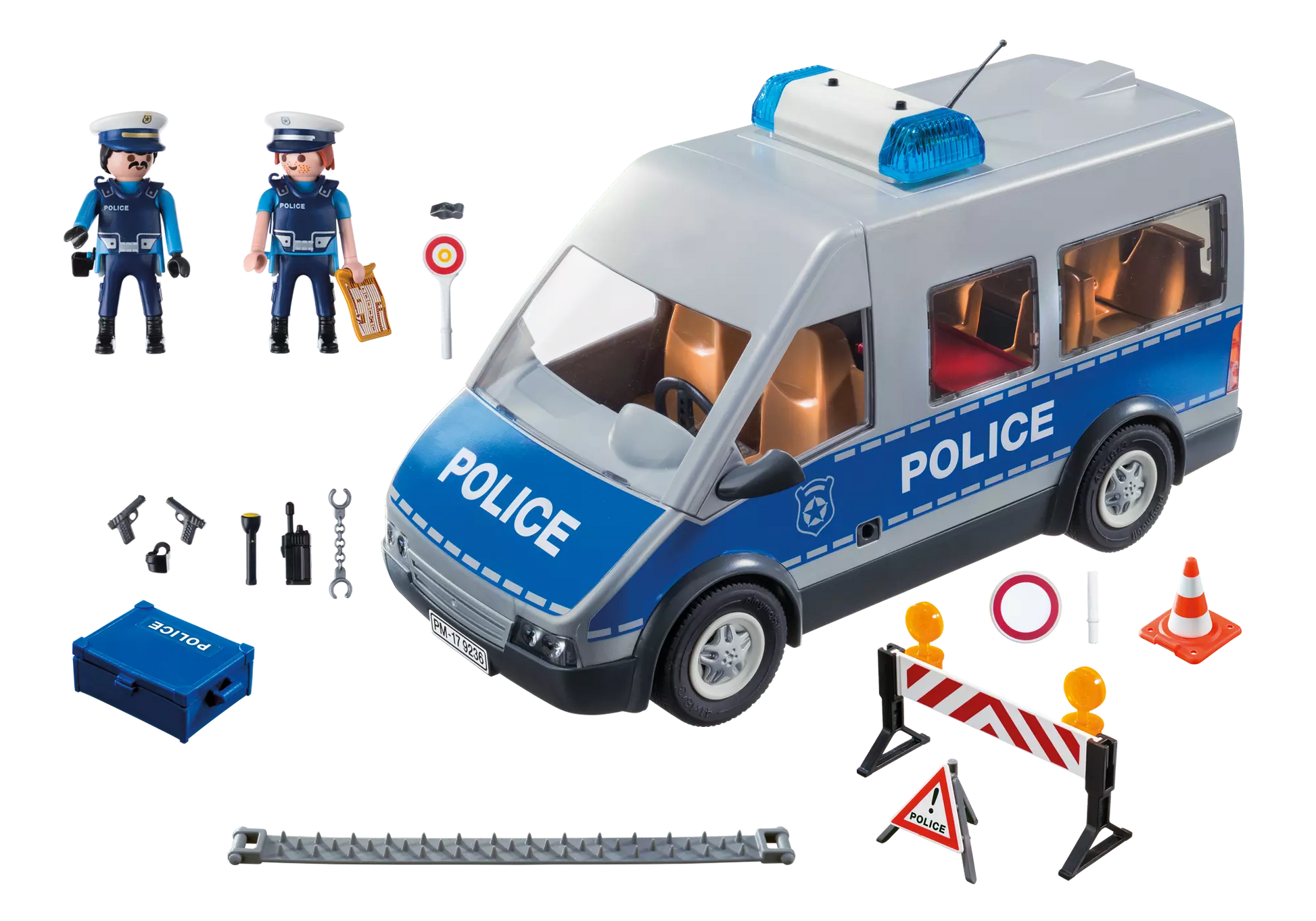 Playmobil 9236 City Action Polizeibus mit Straßensperre - plegobil