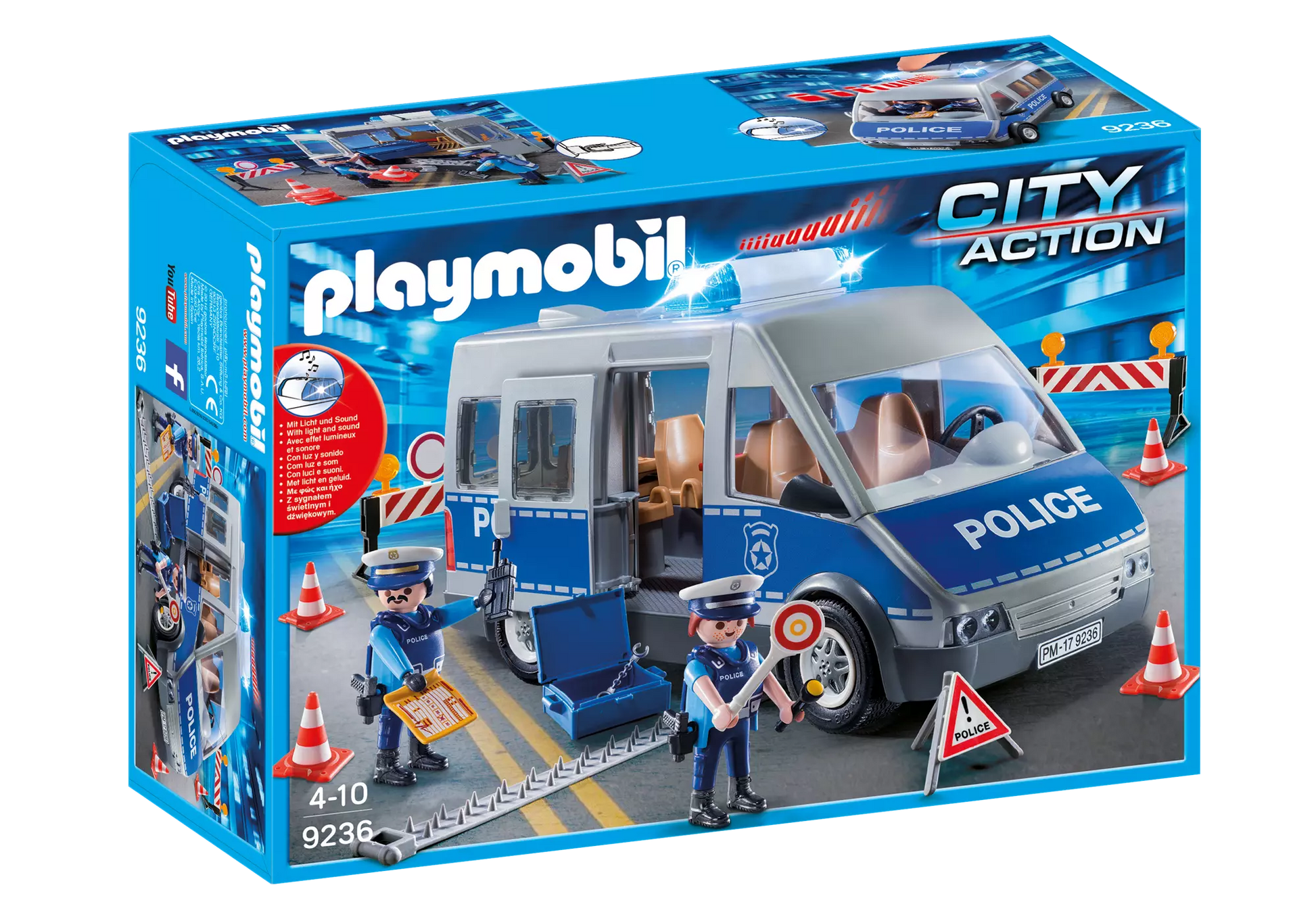 Playmobil 9236 City Action Polizeibus mit Straßensperre - plegobil