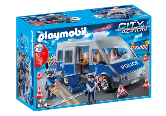 Playmobil 9236 City Action Polizeibus mit Straßensperre - plegobil