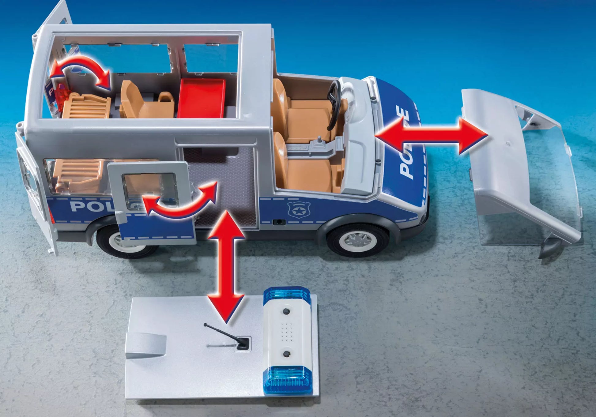 Playmobil 9236 City Action Polizeibus mit Straßensperre - plegobil