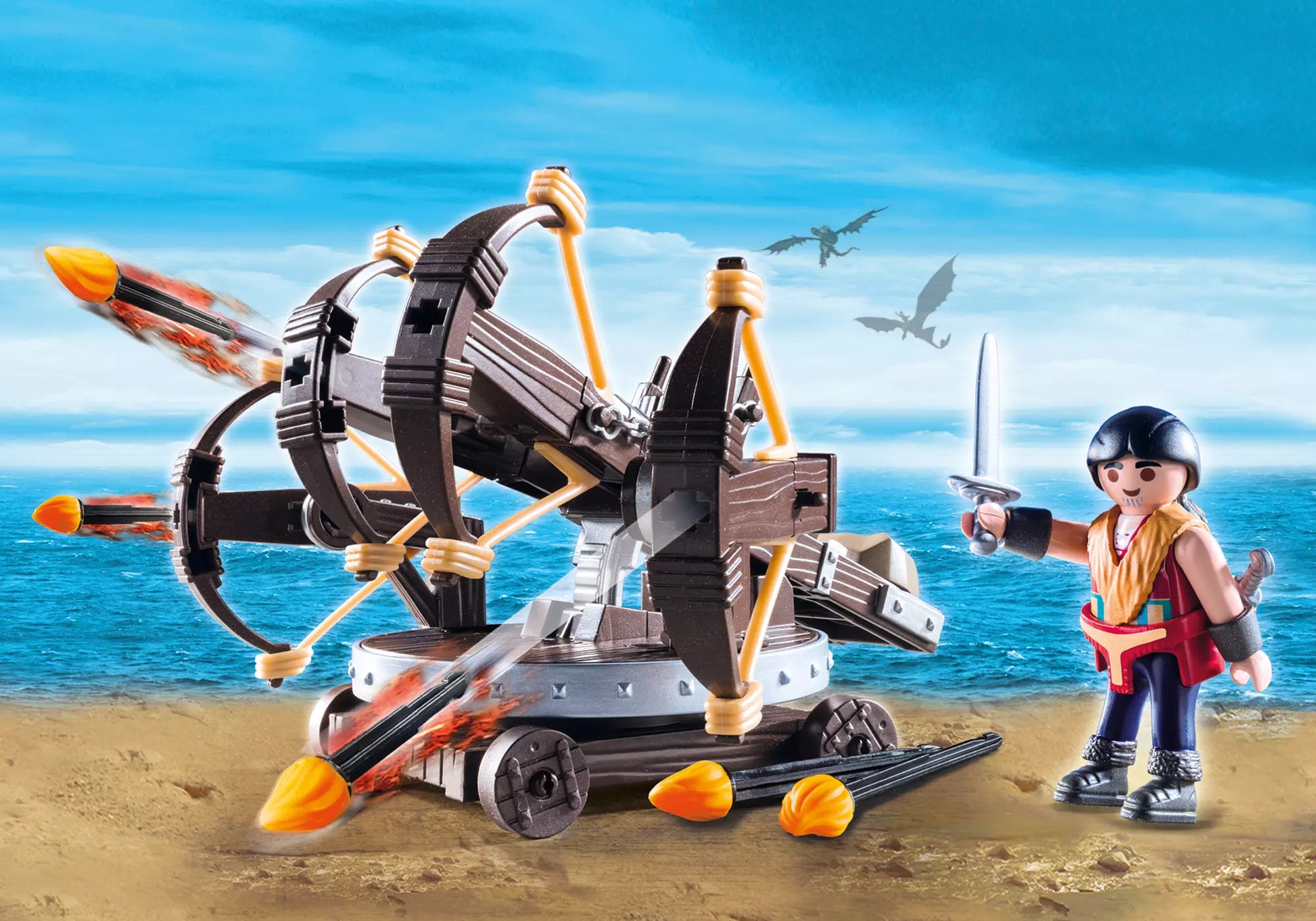 Playmobil 9249 Dragons Eret mit 4-Schuss-Feuer-Balliste - plegobil