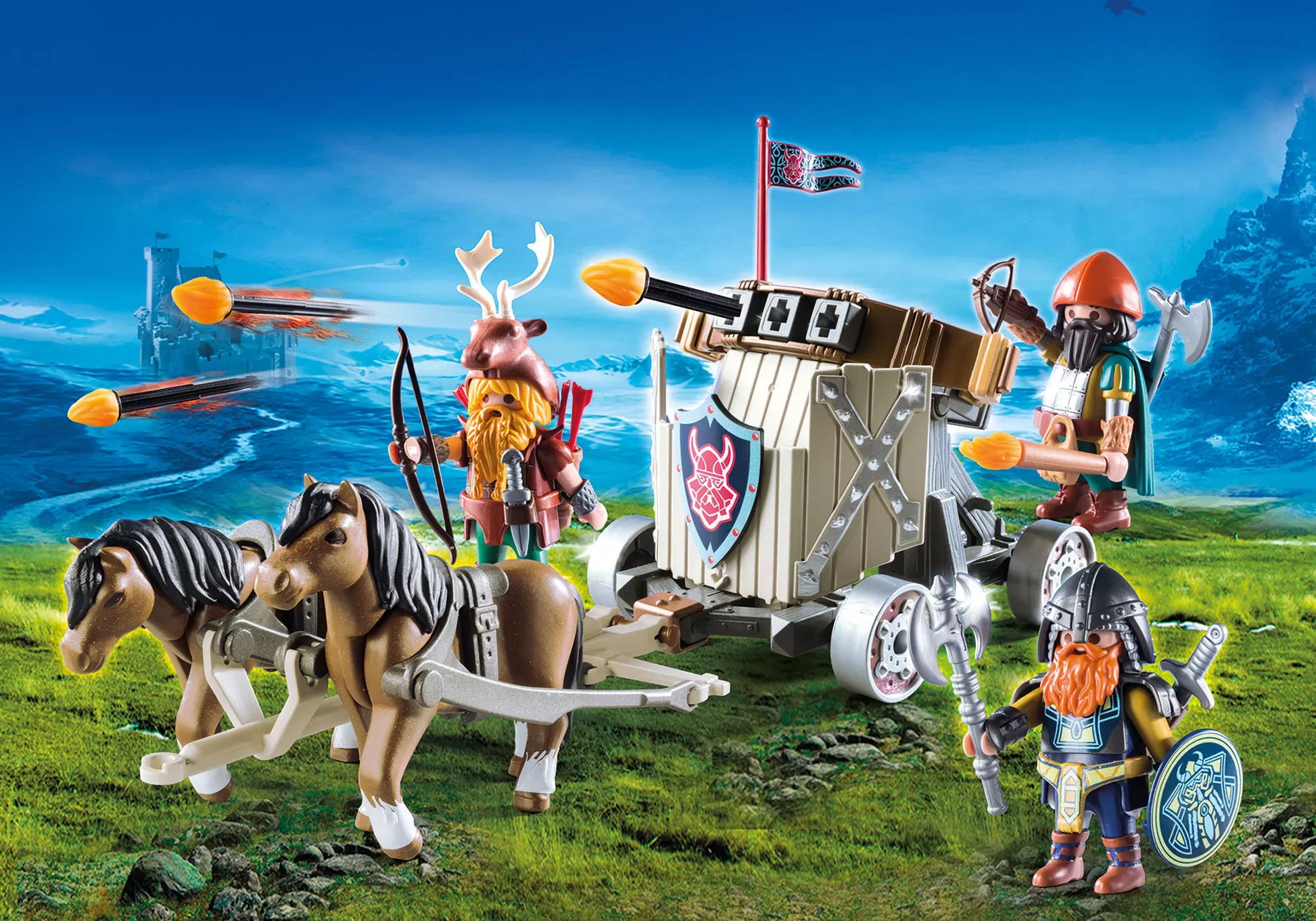 Playmobil 9341 Knights Ponygespann mit Zwergenballiste - plegobil