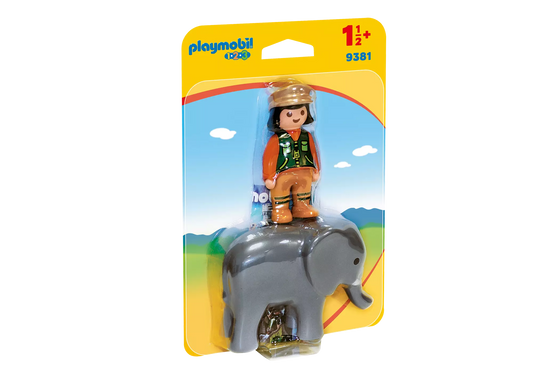 Playmobil 9381 1-2-3 Tierpflegerin mit Elefant - plegobil