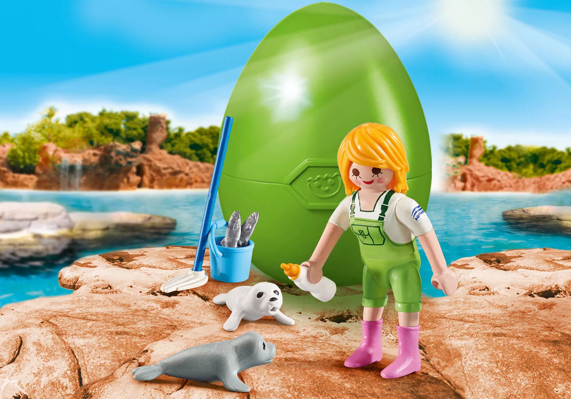 Playmobil 9418 Osterei Tierpflegerin mit Seehundbabys - plegobil