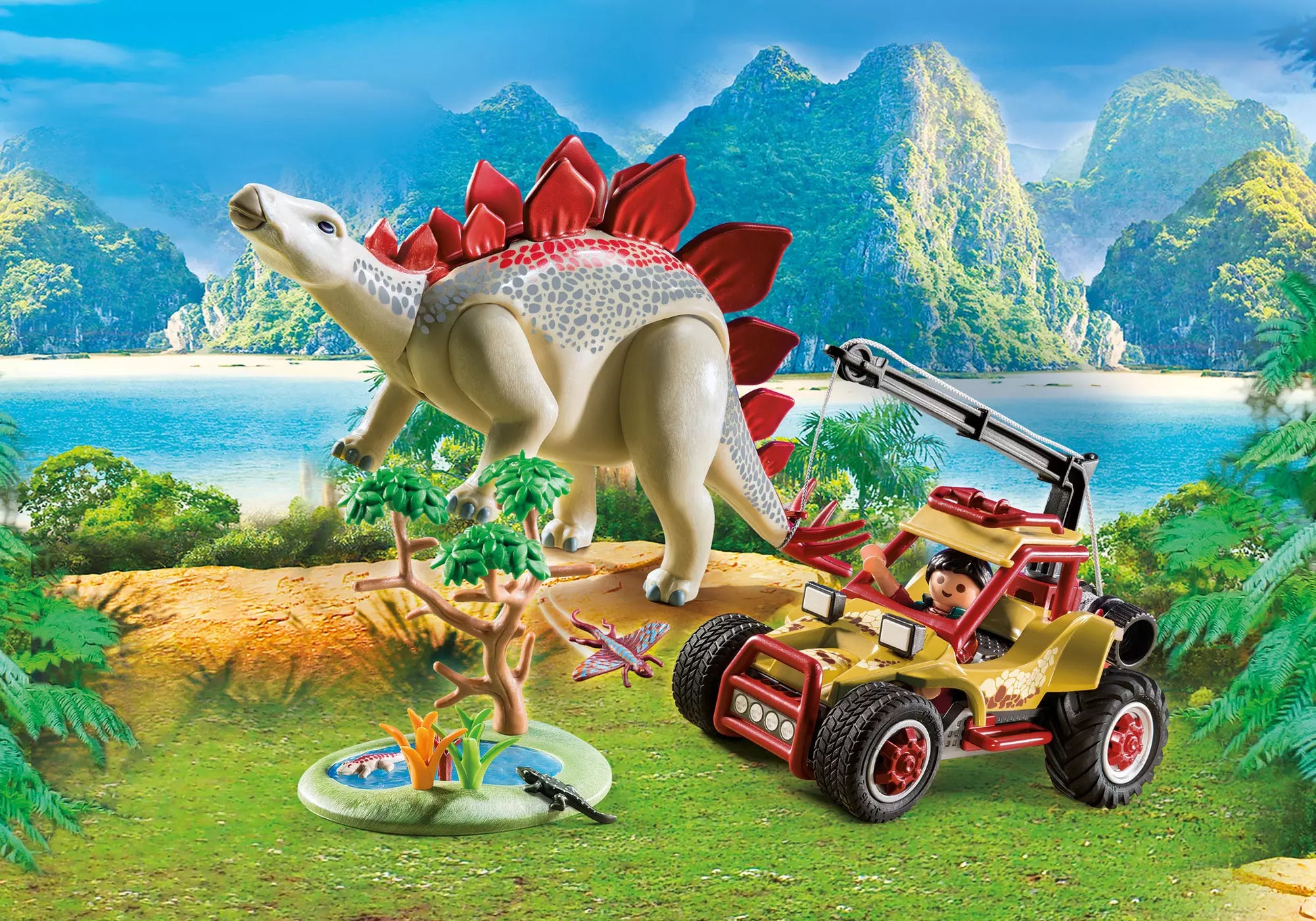 Playmobil 9432 Dinos Forschermobil mit Stegosaurus und Seilwinde - plegobil