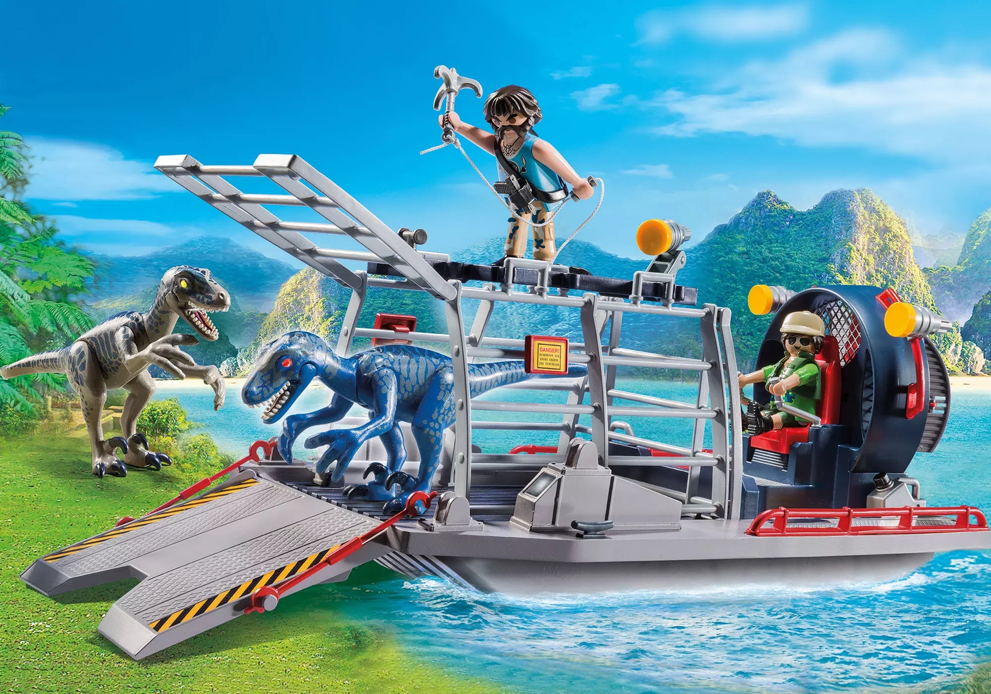 Playmobil 9433 Dinos Propellerboot mit Dinokäfig - plegobil