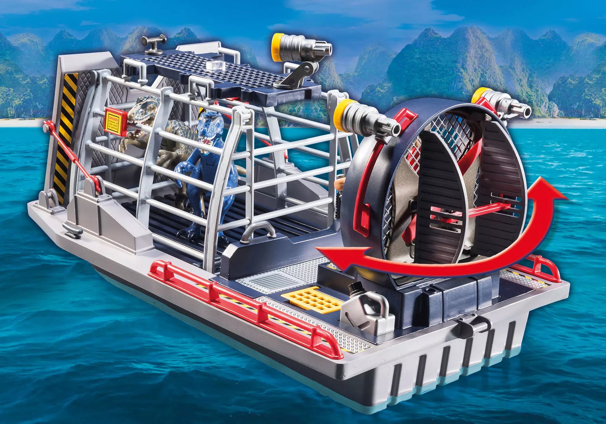 Playmobil 9433 Dinos Propellerboot mit Dinokäfig - plegobil