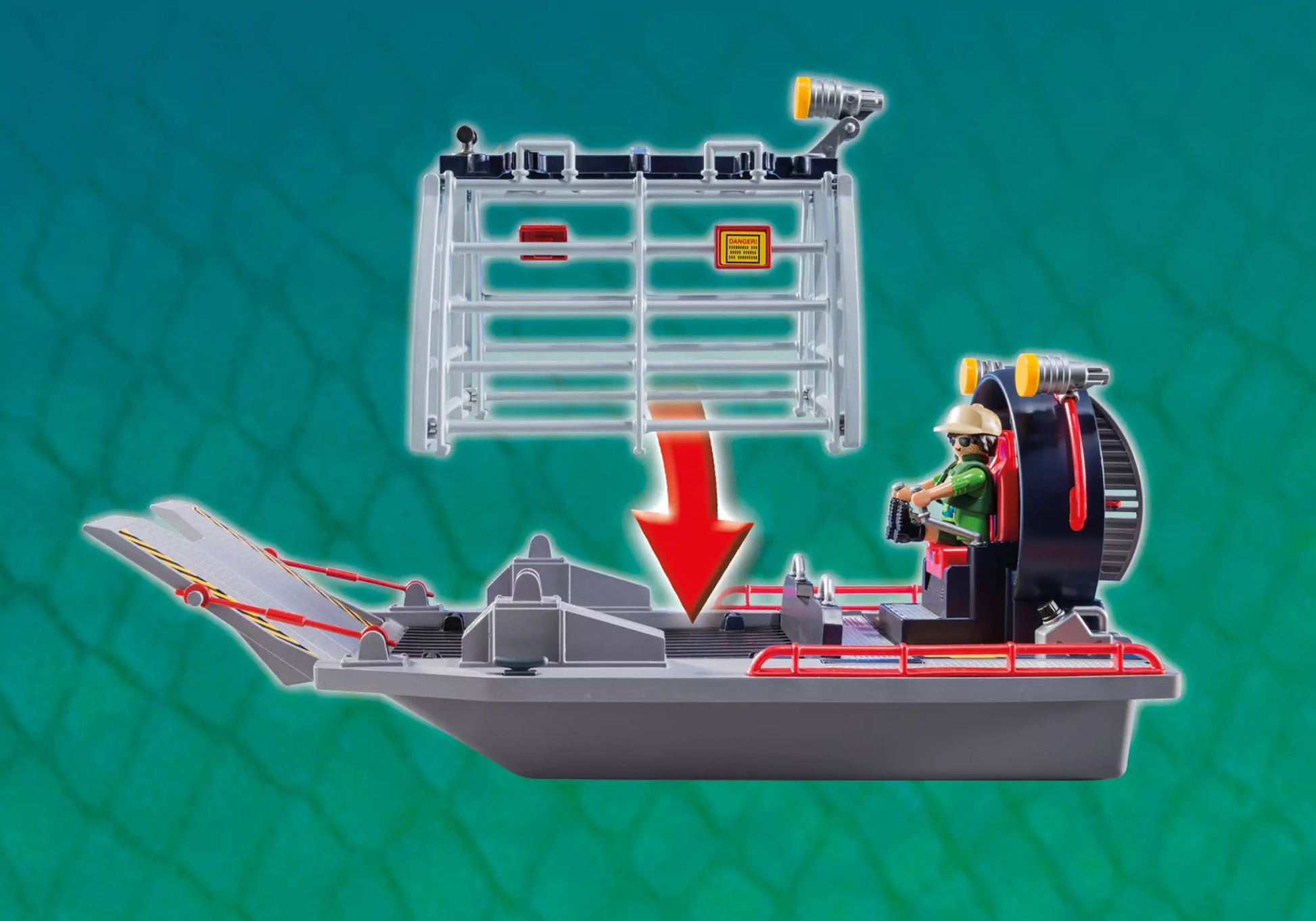 Playmobil 9433 Dinos Propellerboot mit Dinokäfig - plegobil