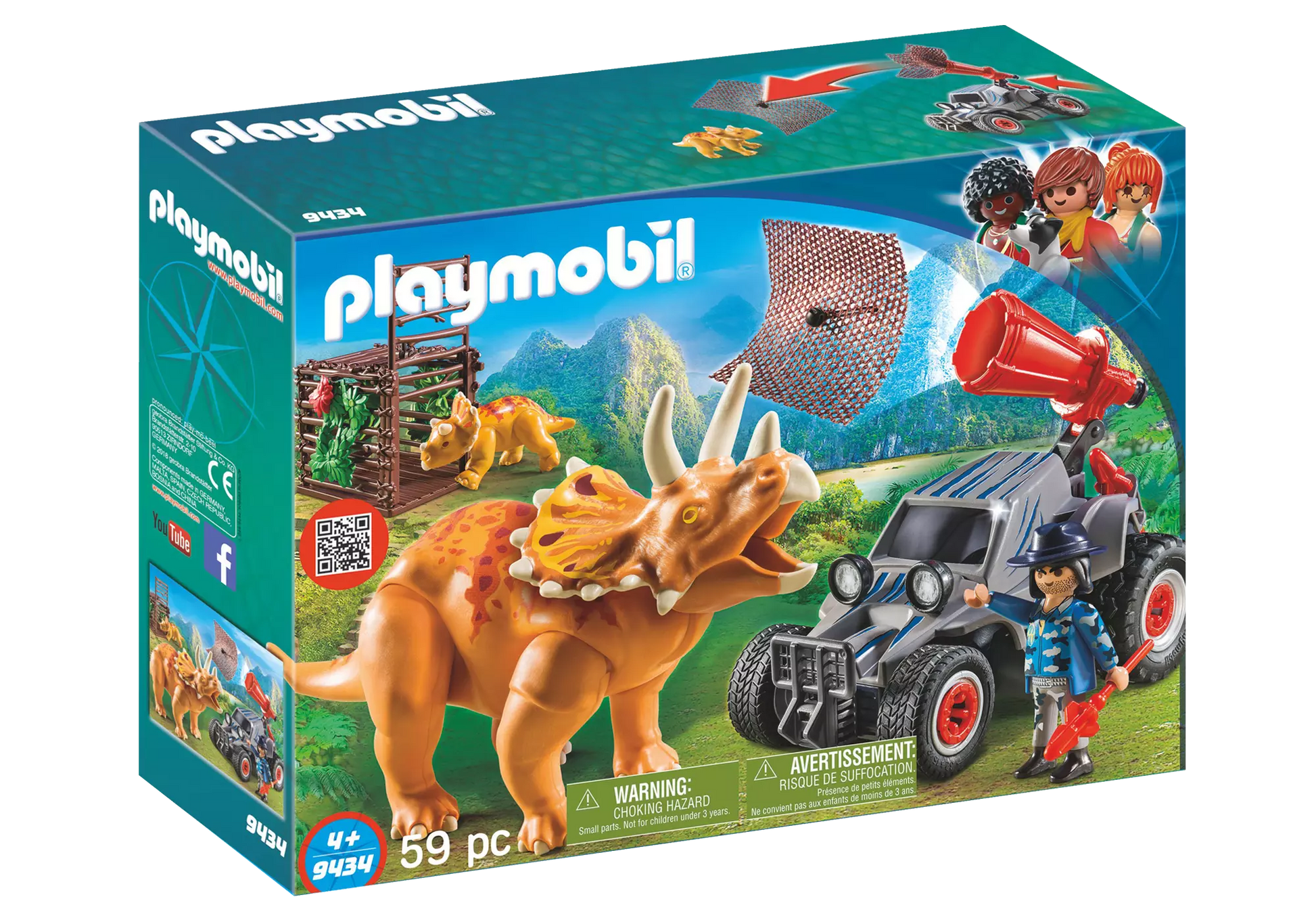 Playmobil 9434 Dinos Offroader mit Dino-Fangnetz - plegobil