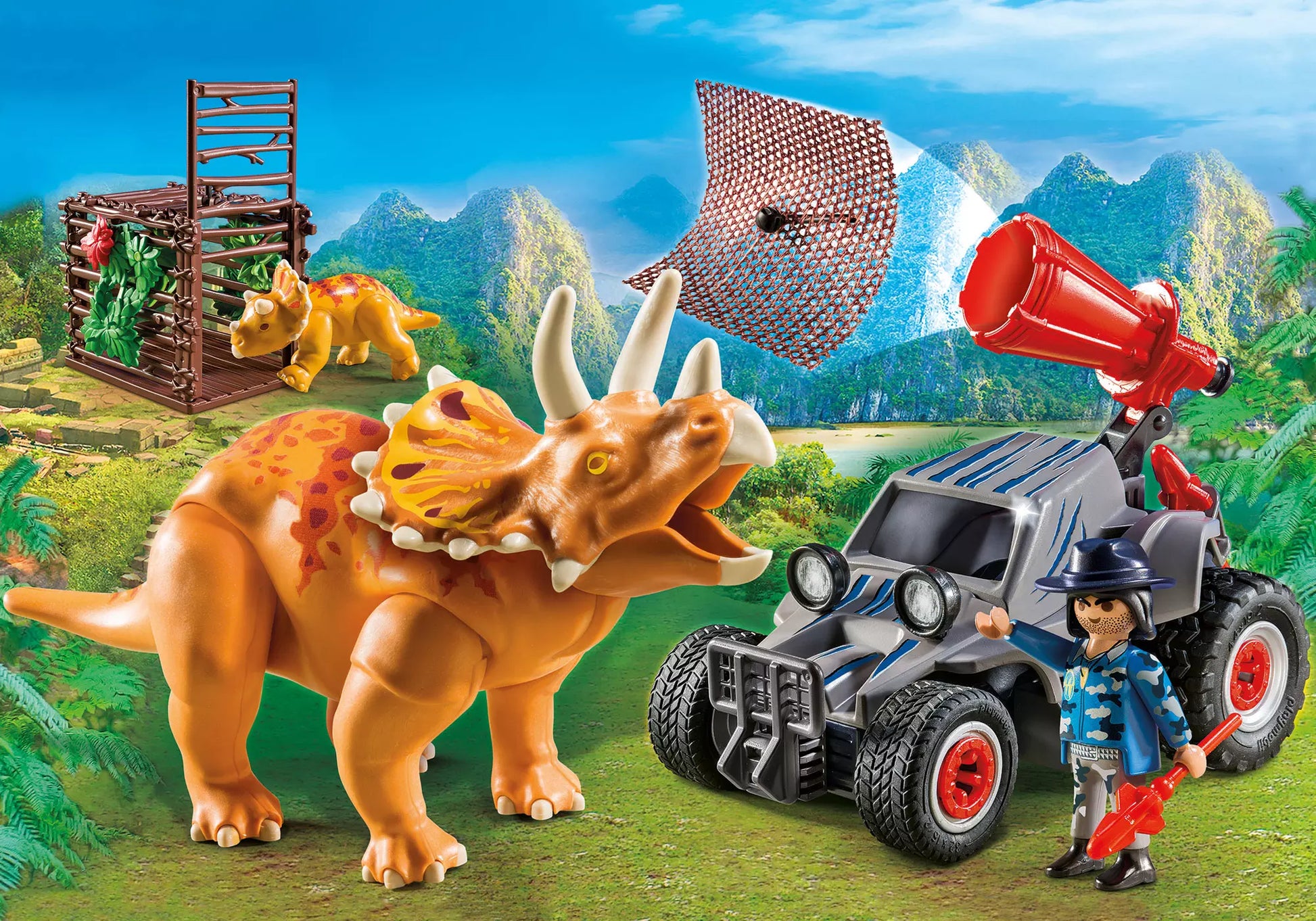 Playmobil 9434 Dinos Offroader mit Dino-Fangnetz - plegobil