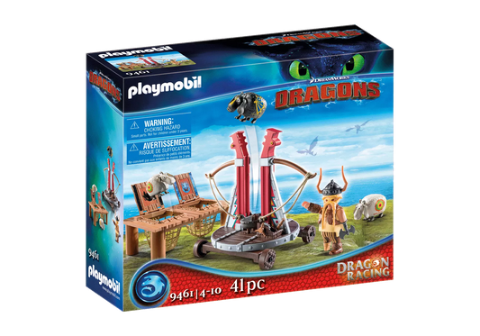 Playmobil 9461 Dragons Dragon Racing: Grobian mit Schafschleuder - plegobil
