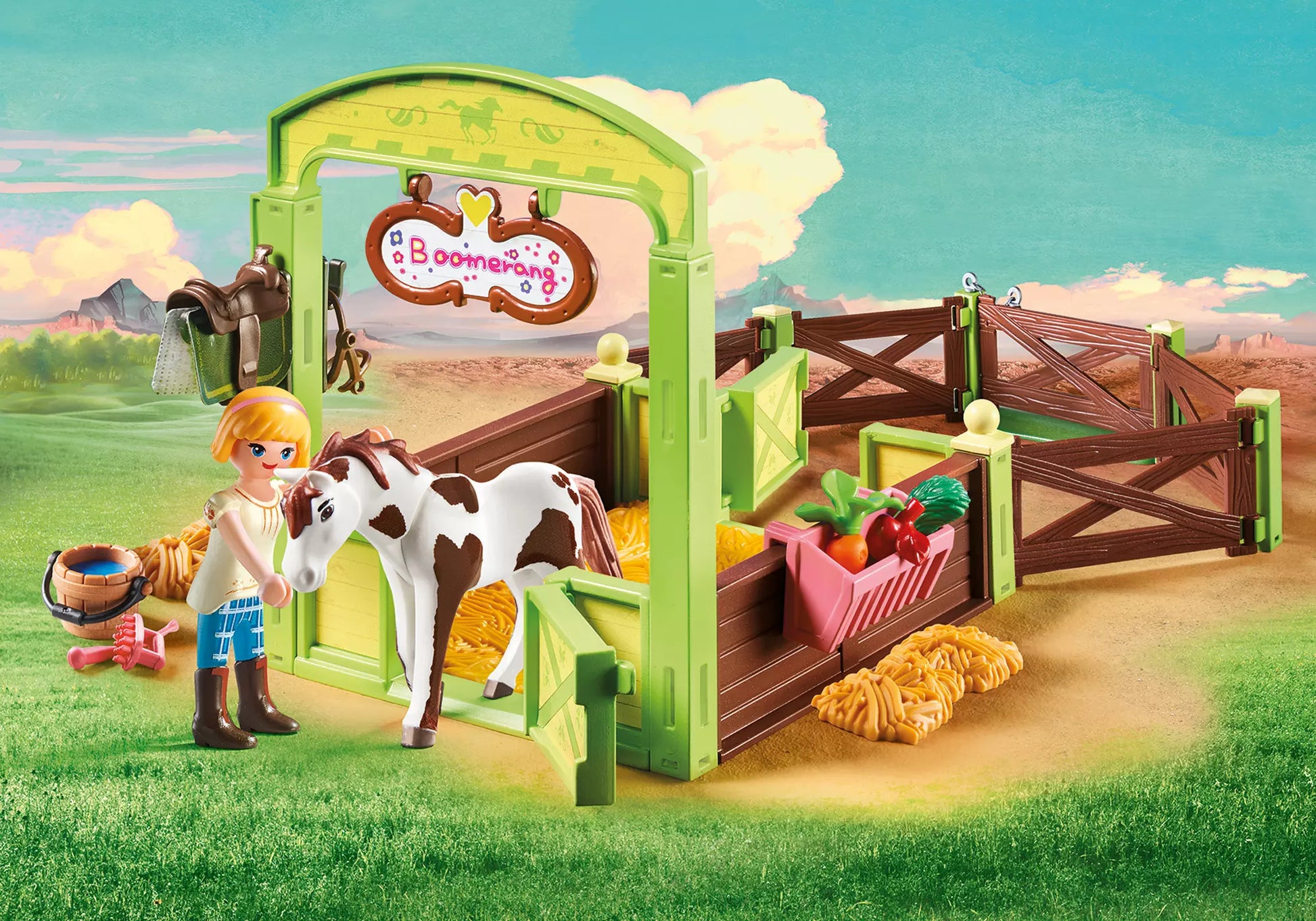 Playmobil 9480 Spirit Pferdebox Abigail und Boomerang - plegobil
