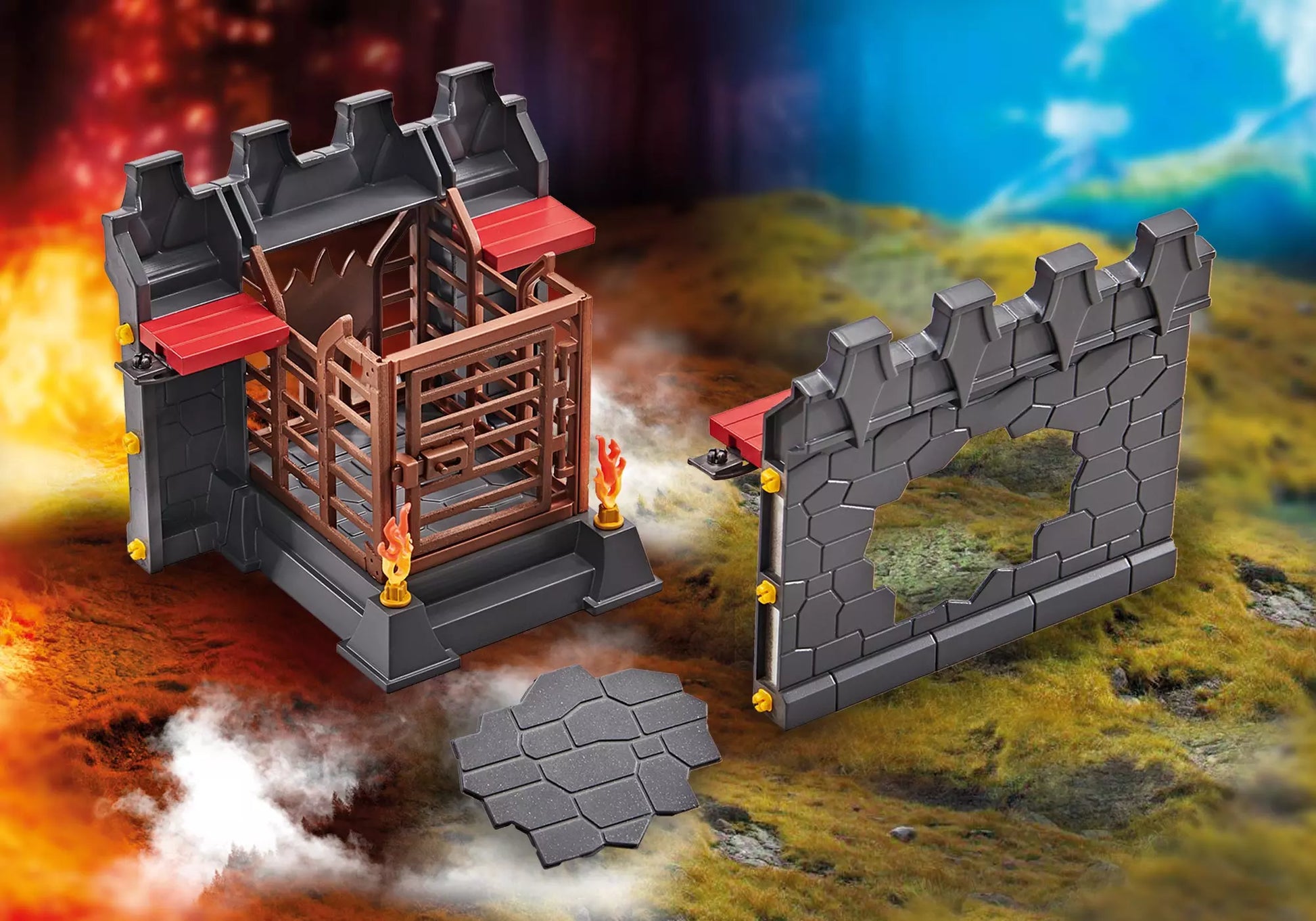Playmobil 9841 Novelmore Mauererweiterung mit Gefängnis und Mauerdurchbruch für die Festung der Burnham Raiders (Folienverpackung) - plegobil