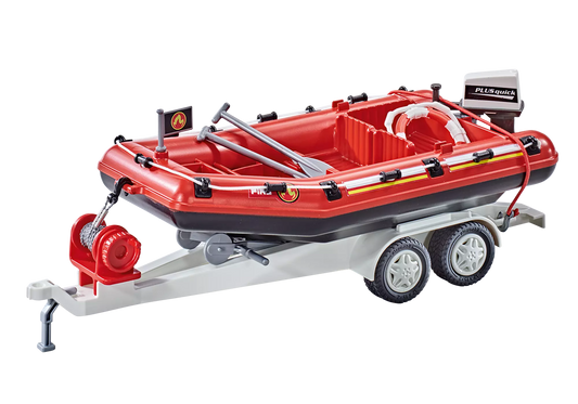 Playmobil 9845 City Action Feuerwehr Schlauchboot mit Anhänger (Folienverpackung) - plegobil
