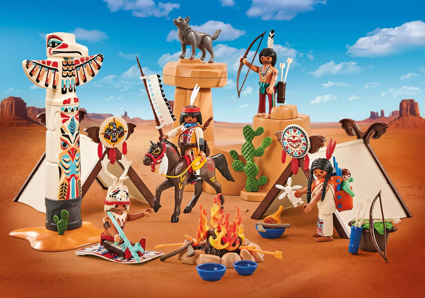 Playmobil 9899 Western Indianercamp mit Totempfahl (Folienverpackung) - plegobil