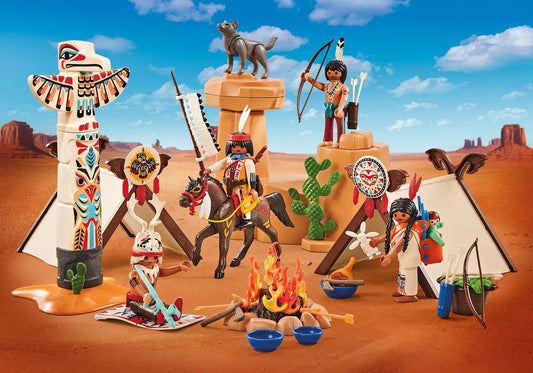 Playmobil 9899 Western Indianercamp mit Totempfahl (Folienverpackung) - plegobil