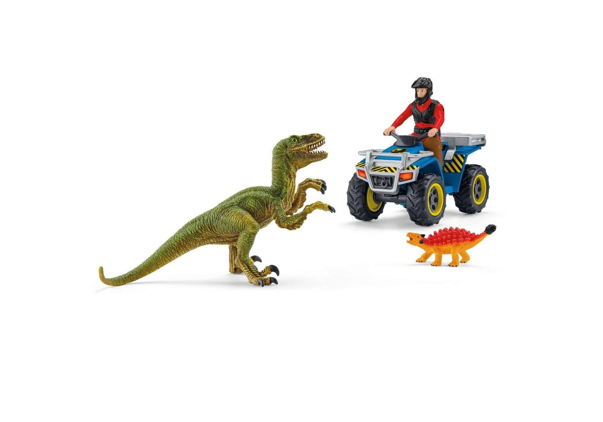 Schleich 41466 Dinosaurs: Flucht auf Quad vor Velociraptor - plegobil