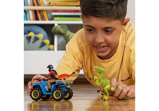 Schleich 41466 Dinosaurs: Flucht auf Quad vor Velociraptor - plegobil