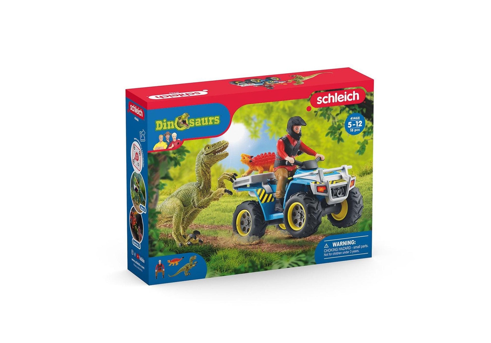 Schleich 41466 Dinosaurs: Flucht auf Quad vor Velociraptor - plegobil