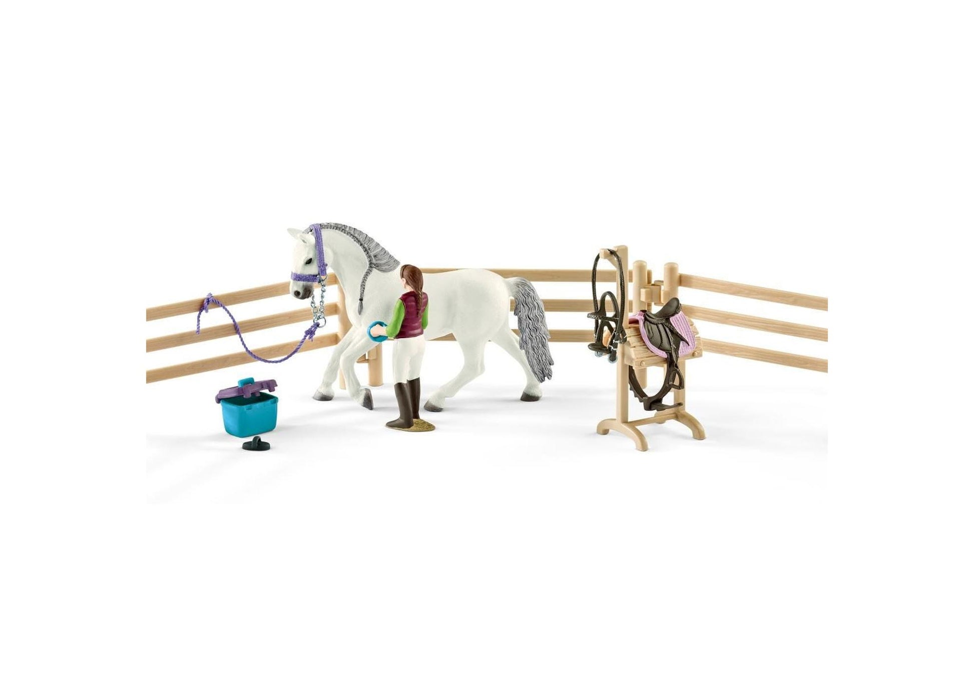 Schleich 42389 Horse Club: Reitschule mit Reiterinnen und Pferden - plegobil