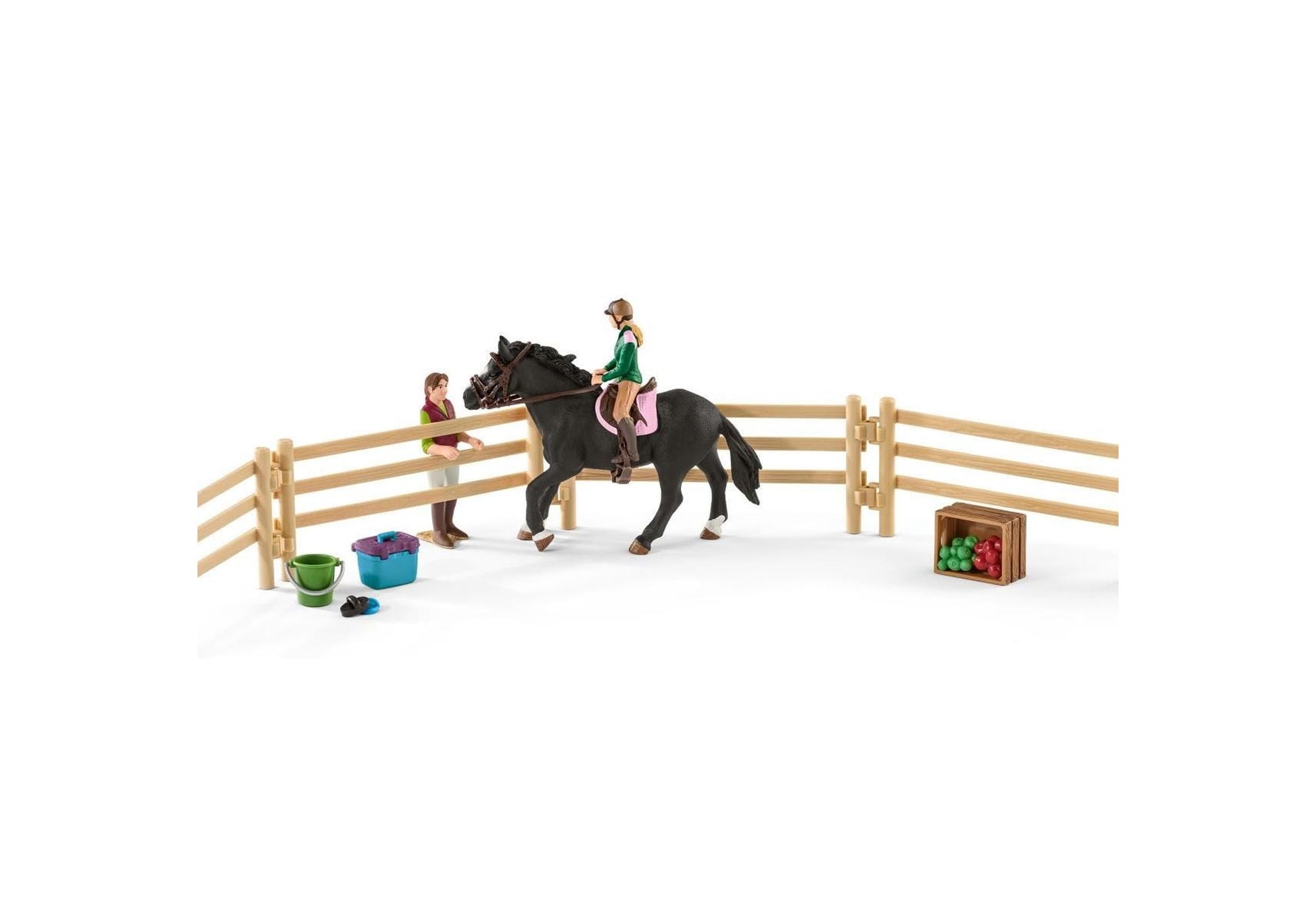Schleich 42389 Horse Club: Reitschule mit Reiterinnen und Pferden - plegobil