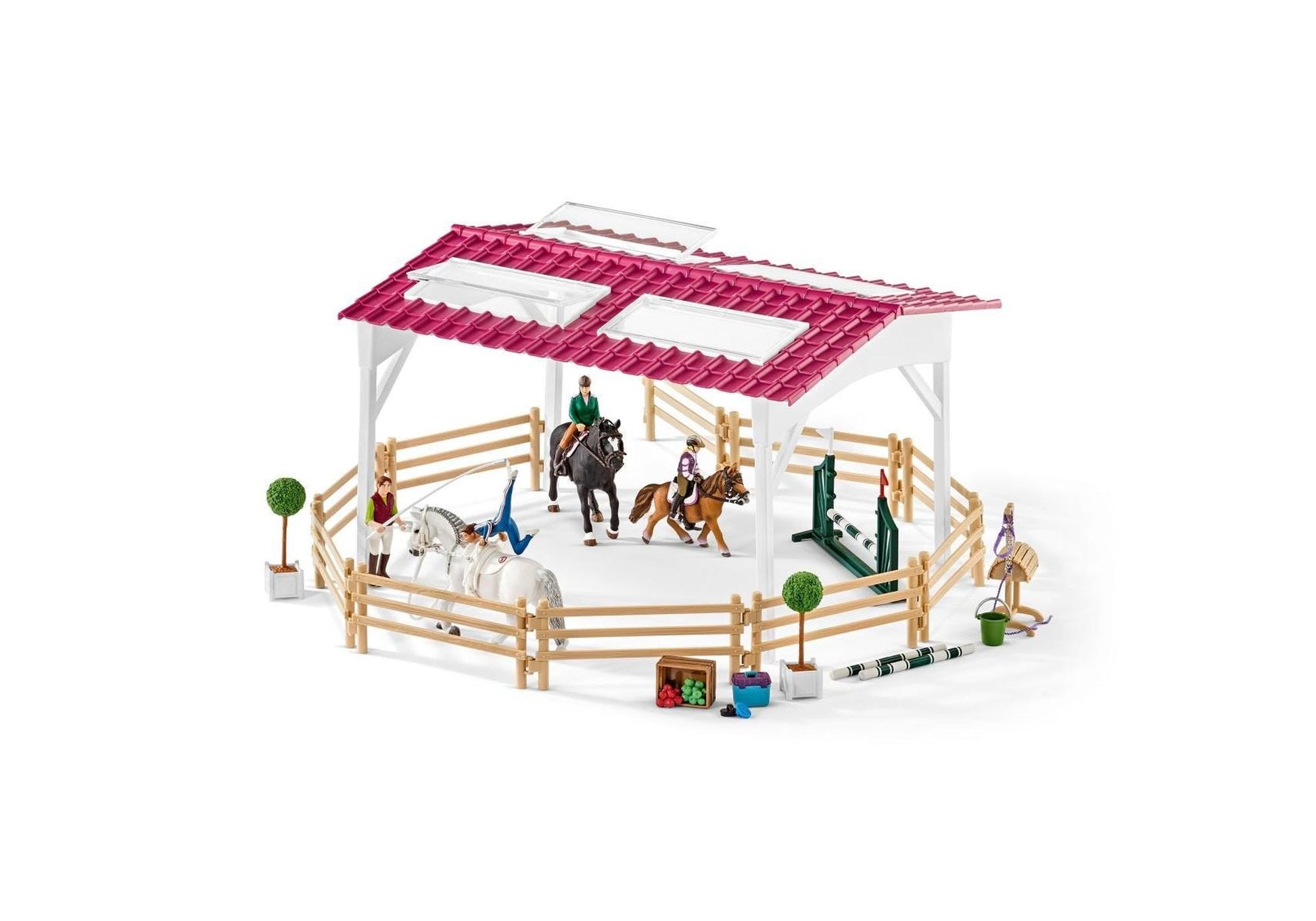 Schleich 42389 Horse Club: Reitschule mit Reiterinnen und Pferden - plegobil