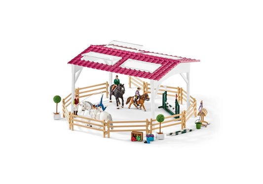 Schleich 42389 Horse Club: Reitschule mit Reiterinnen und Pferden - plegobil