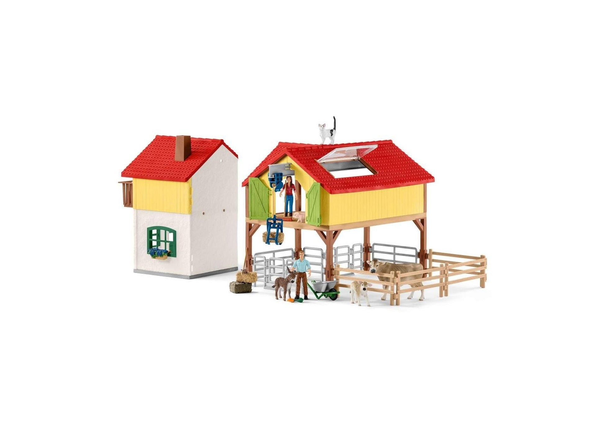 Schleich 42407 Farm World: Bauernhaus mit Stall und Tieren - plegobil
