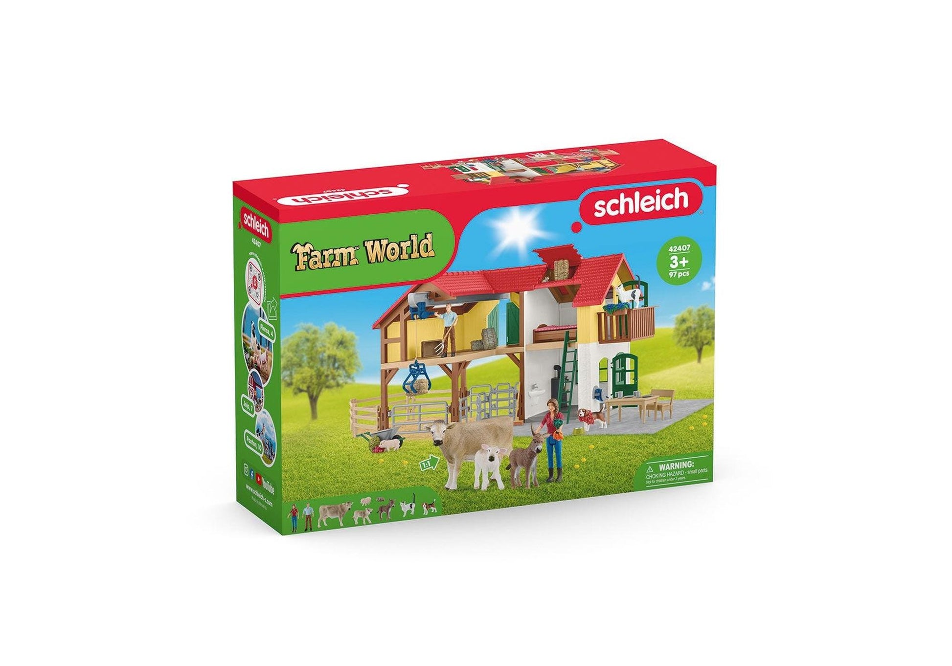 Schleich 42407 Farm World: Bauernhaus mit Stall und Tieren - plegobil