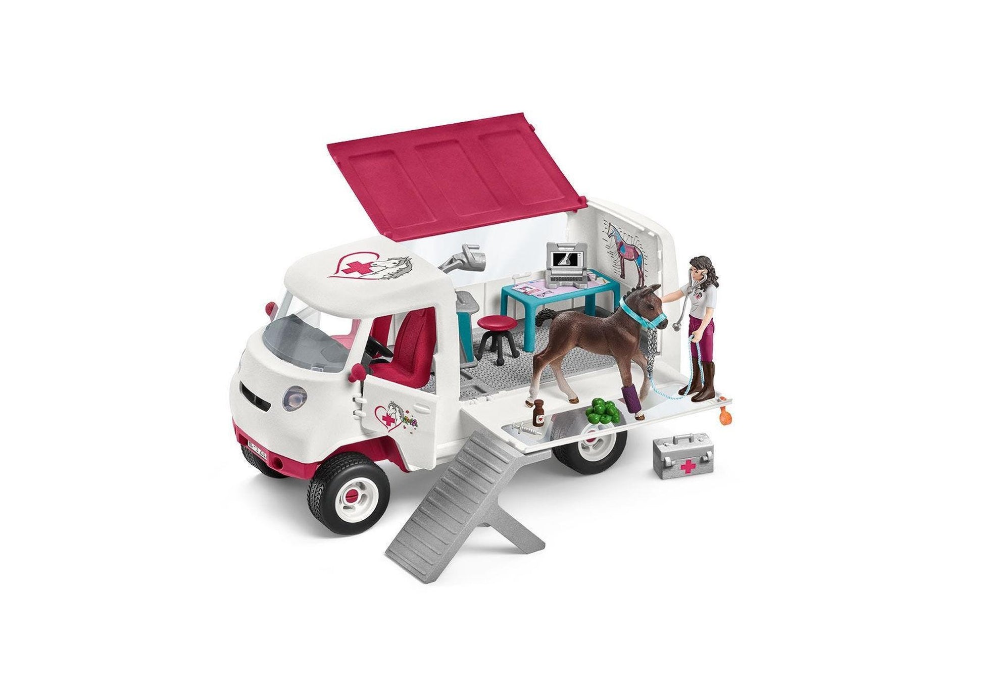 Schleich 42439 Horse Club: Mobile Tierärztin mit Hannoveraner Fohlen - plegobil