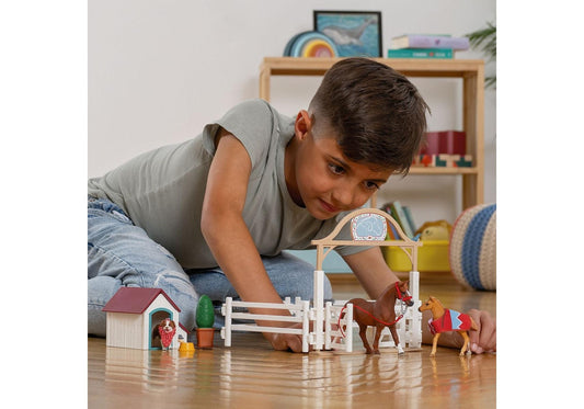 Schleich 42458 Horse Club: Hannahs Gastpferde mit Hündin Ruby - plegobil
