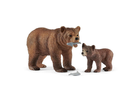 Schleich 42473 Wild Life: Grizzlybär-Mutter mit Jungem - plegobil