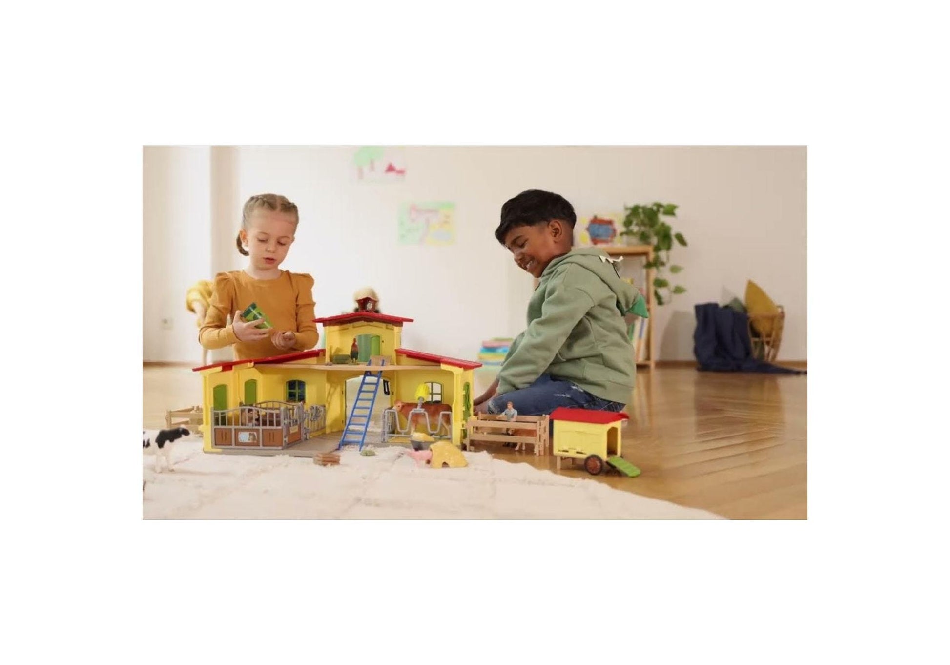 Schleich 42605 Farm World: Großer Stall mit Tieren und Zubehör - plegobil