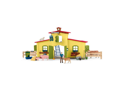Schleich 42605 Farm World: Großer Stall mit Tieren und Zubehör - plegobil