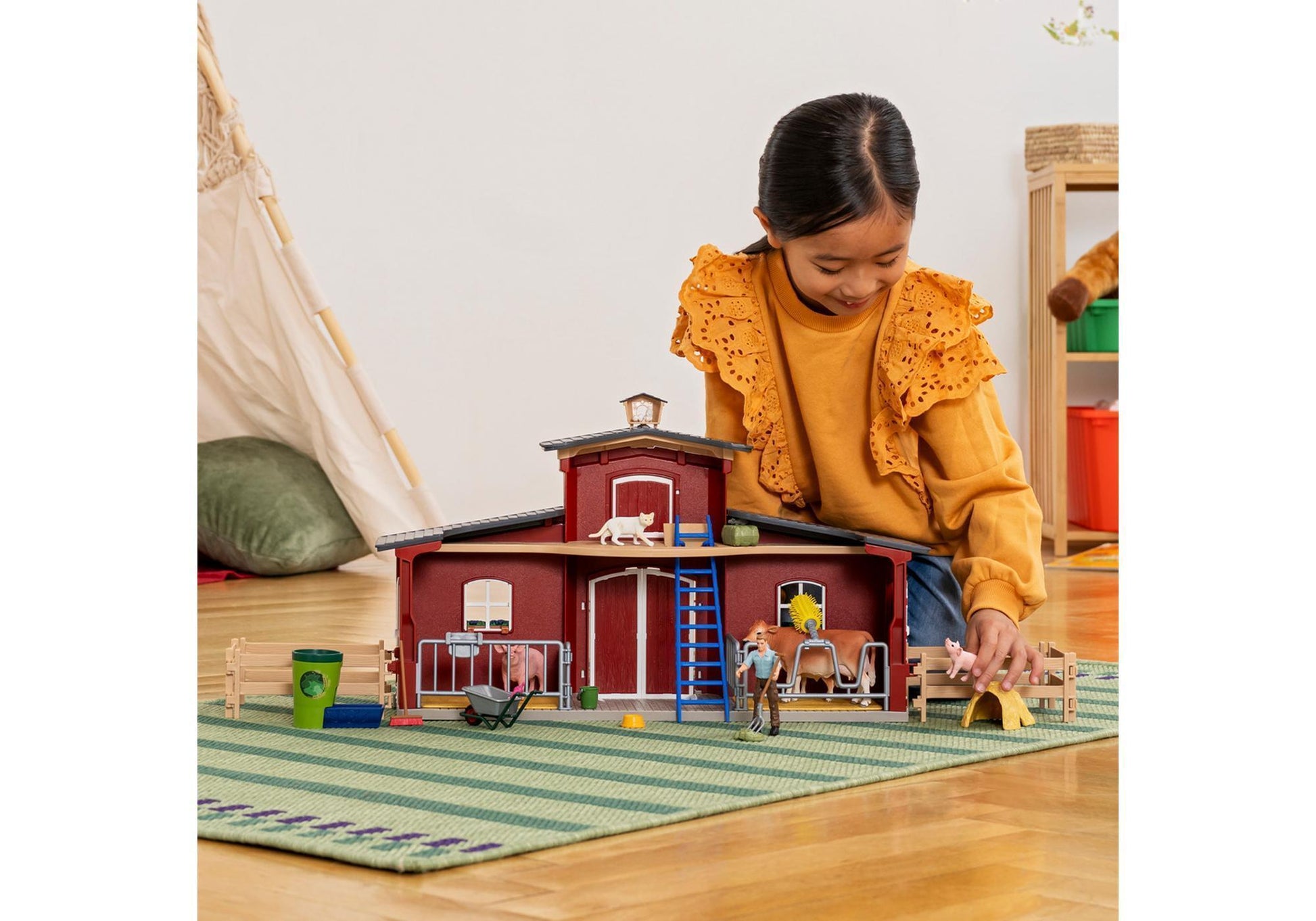 Schleich 42606 Farm World: Große Farm mit Tieren und Zubehör - plegobil
