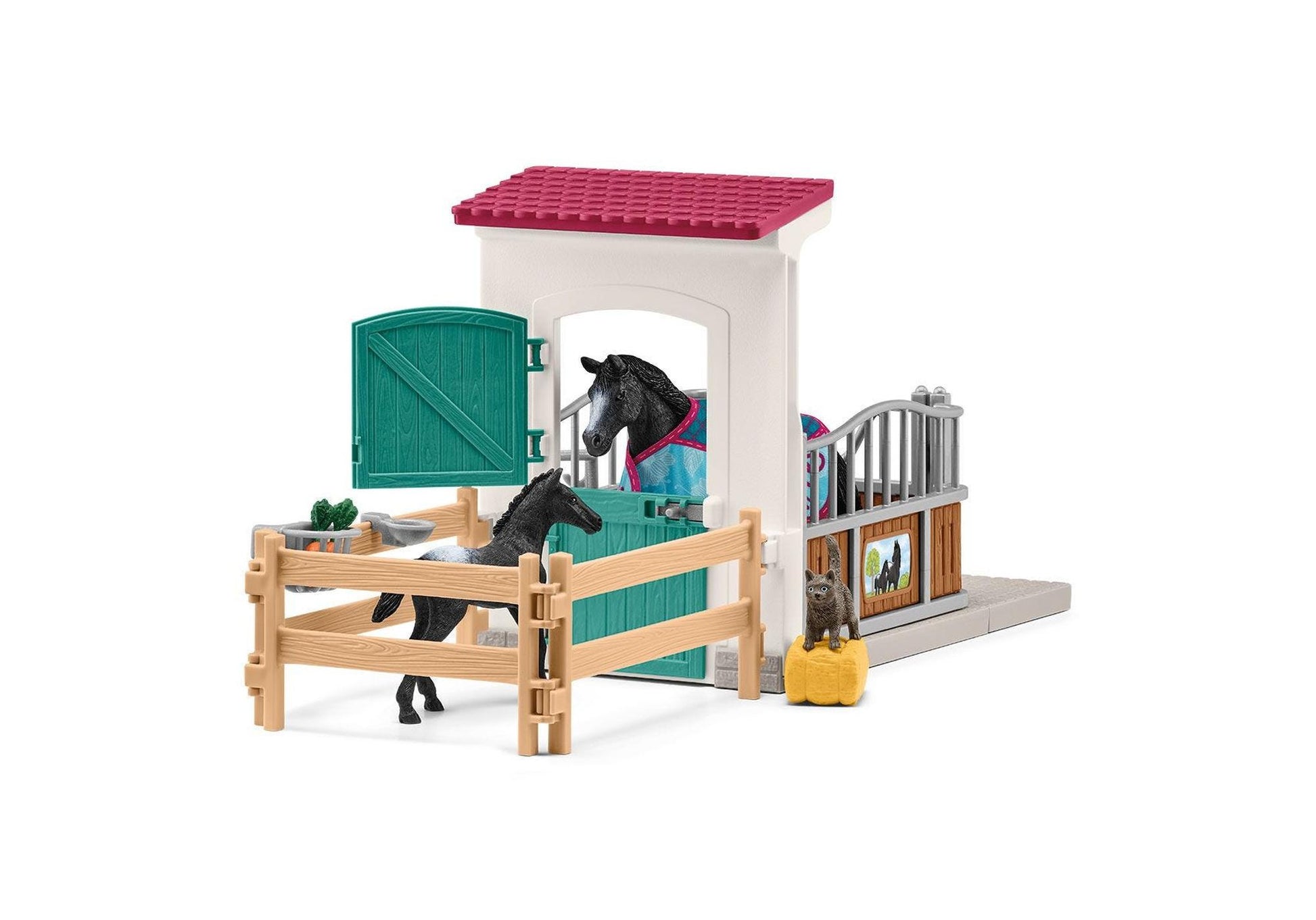 Schleich 42611 Horse Club: Pferdebox mit Stute und Fohlen - plegobil