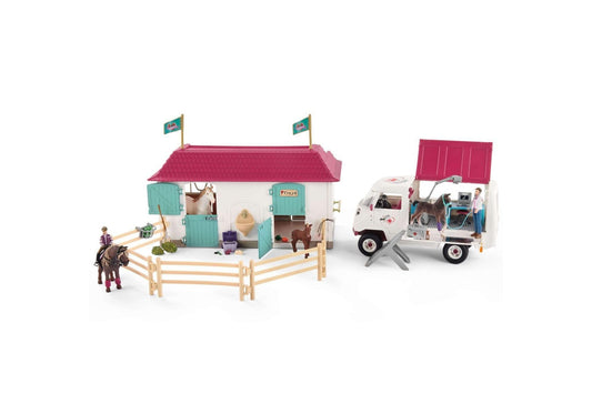 Schleich 72147 Horse Club: Tierarztbesuch im Stall - plegobil