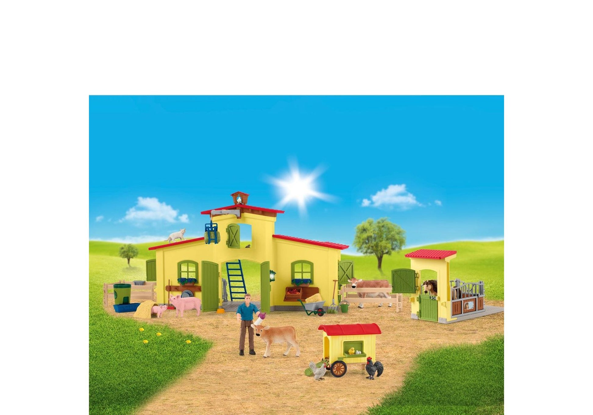 Schleich 72224 Farm World: Farm mit Hühnerstall und Pferdestall - plegobil
