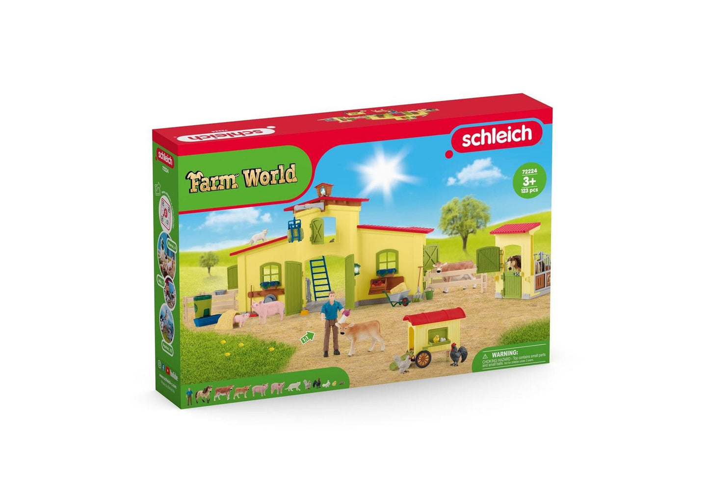 Schleich 72224 Farm World: Farm mit Hühnerstall und Pferdestall - plegobil